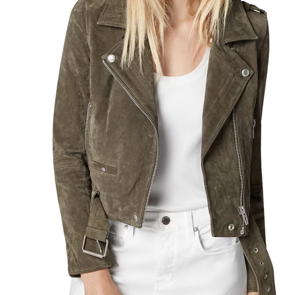Blank NYC Khaki Suede Moto Jacket